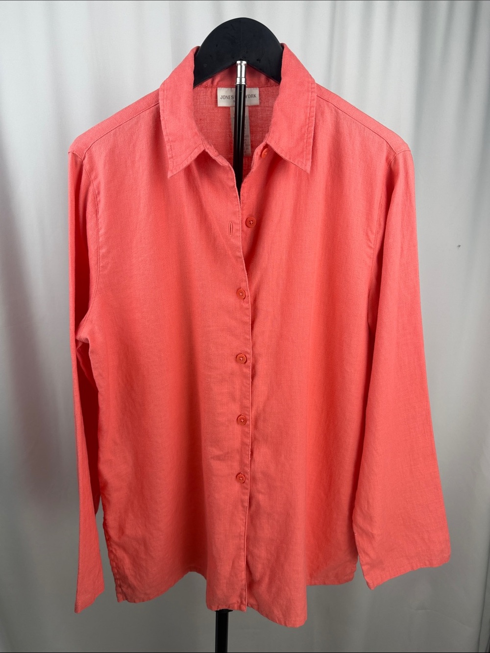 Jones New York Sport 100% Linen Coral Button Down Shirt Size M